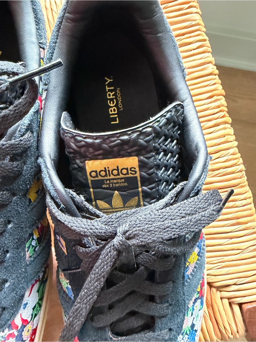 adidas Liberty London Women’s Floral Suede Sneakers - Black & Multicolor - Picture 6 of 7